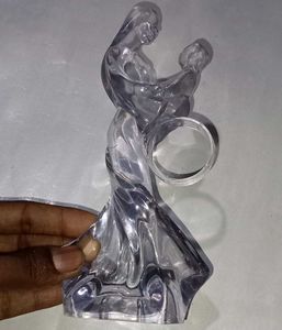 Royal Crystal Mother&amp;Child Statue with Ring Holder