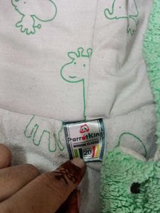 Cute Baby Green Bear Print Outfit