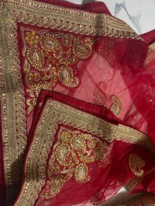 Beautiful Red Lehenga With Semi stitched Blouse