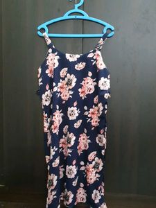 Navy Floral Spaghetti Strap Dress