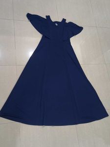 Navy Blue Cold Shoulder Maxi Dress