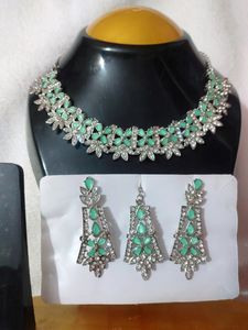Necklace Set With Mint Green Kundan