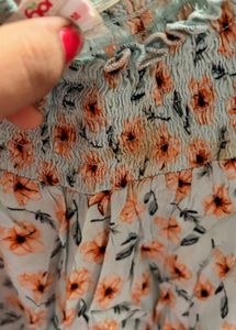 Cute Floral Off-Shoulder Smocked Top