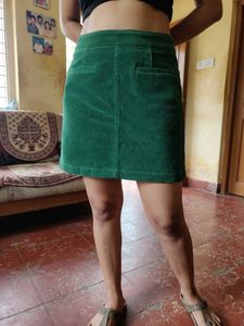 Green Corduroy Mini Skirt Like New Condition