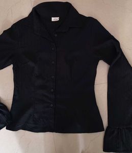 Classic Black Button-Up Blouse