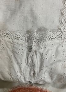 White Eyelet Lace Square Neck Top