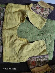 Green Saree with Floral Blouse