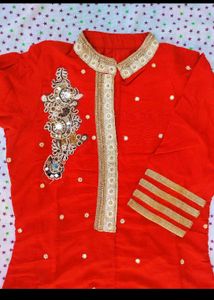 orange 🧡 Kurta with Gold Embellishments