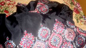 Boho Print satin silk saree
