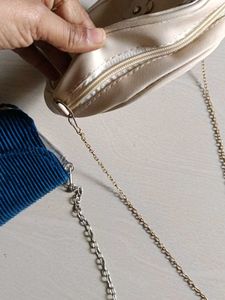 Cute Cream &amp; Blue sling bag