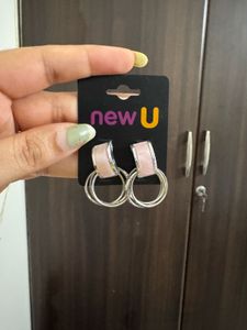 New U Pink Hoop Earrings
