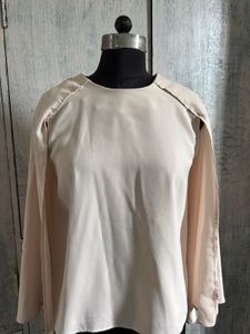Elegant Beige Cape Sleeve Top