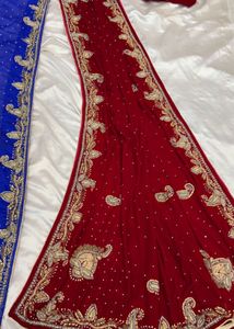 Exquisite Red Embroidered Saree with blouse