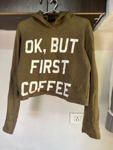Coffee First Cropped Hoodie
