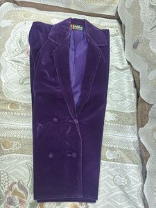 Purple Velvet Double-Breasted Blazer
