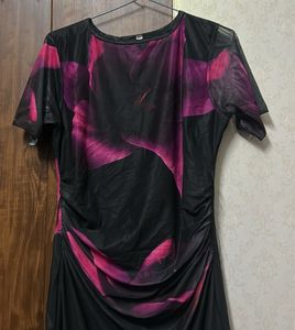 Elegant Black &amp; Pink Floral bodycon Dress