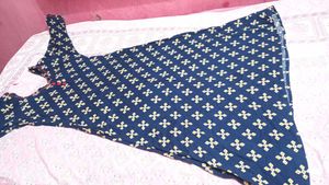 Navy Blue Printed Kurta