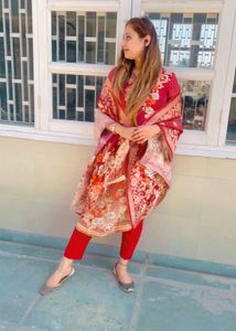 MAROON BANARASI SILK SUIT WITH PLAZZO