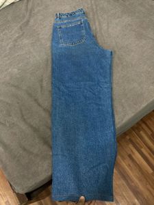 ZARA Dark Blue Wide Leg Denim Jeans
