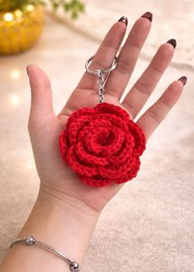 Handmade Crochet Rose Keychain