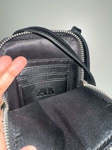 ZARA Mini Chic Black Leather Crossbody Bag