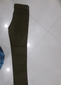 Men's Olive Green Checkered Slim-Fit Chinos New