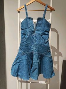Denim Dress with Zipper Detail