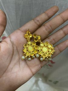 Blue kemp pearl jhumka