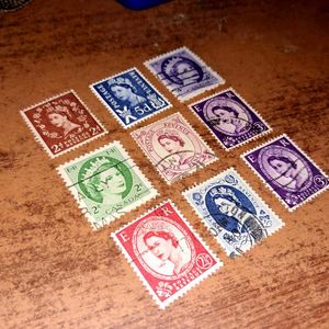 1950s-70s Vintage Queen Elizabeth stamps