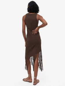 H&amp;M Brown Fringed Dress