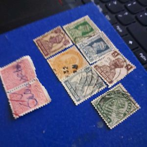7 Vintage British India Postage Stamps Collection