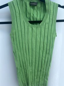 Green Ribbed Sleeveless Top