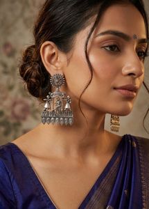 New Ethnic Silver Oxidized Jhumka Earrings