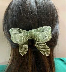Beaded Bow Hair Clip