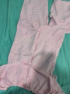 Pink Gingham Puff Sleeve jumpsuit
