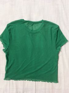 Sheer Mesh Lettuce Hem Top