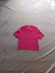 Ribbed Pink Short Sleeve Top