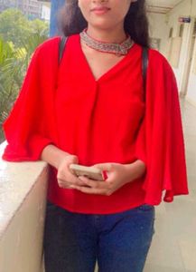 Chic Red Cape Top