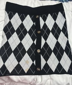 Knit Button-Up Mini Skirt