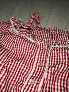 Korean Gingham Off Shoulder Top