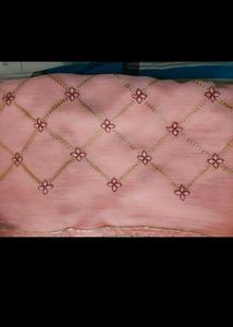 Elegant Pink Embroidered chiffon Saree