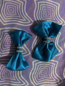 Sparkling Blue Hair Bow Clips