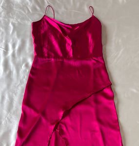 MISH Magenta Pink Satin Maxi Slit Dress