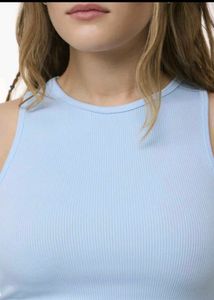 Light Blue Ribbed Crop Tank Top
