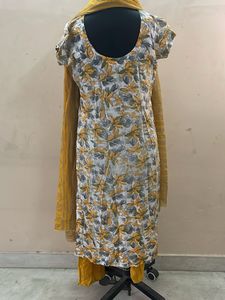 Yellow Floral Kurta Set with Dupatta