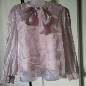 Chic Blush Bow Blouse