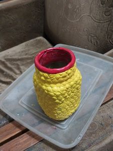 Handmade Yellow Textured Vase