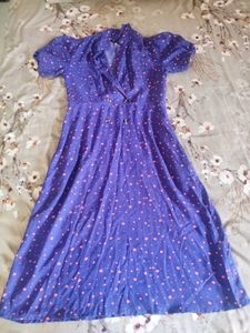 Purple Polka Dot Midi Dress