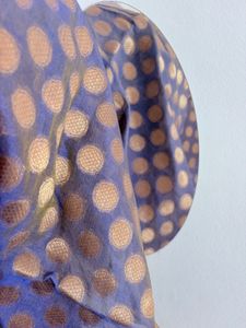 Elegant Blue blouse piece with Gold Polka Dots