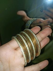 Set of Golden Bangles with Stones